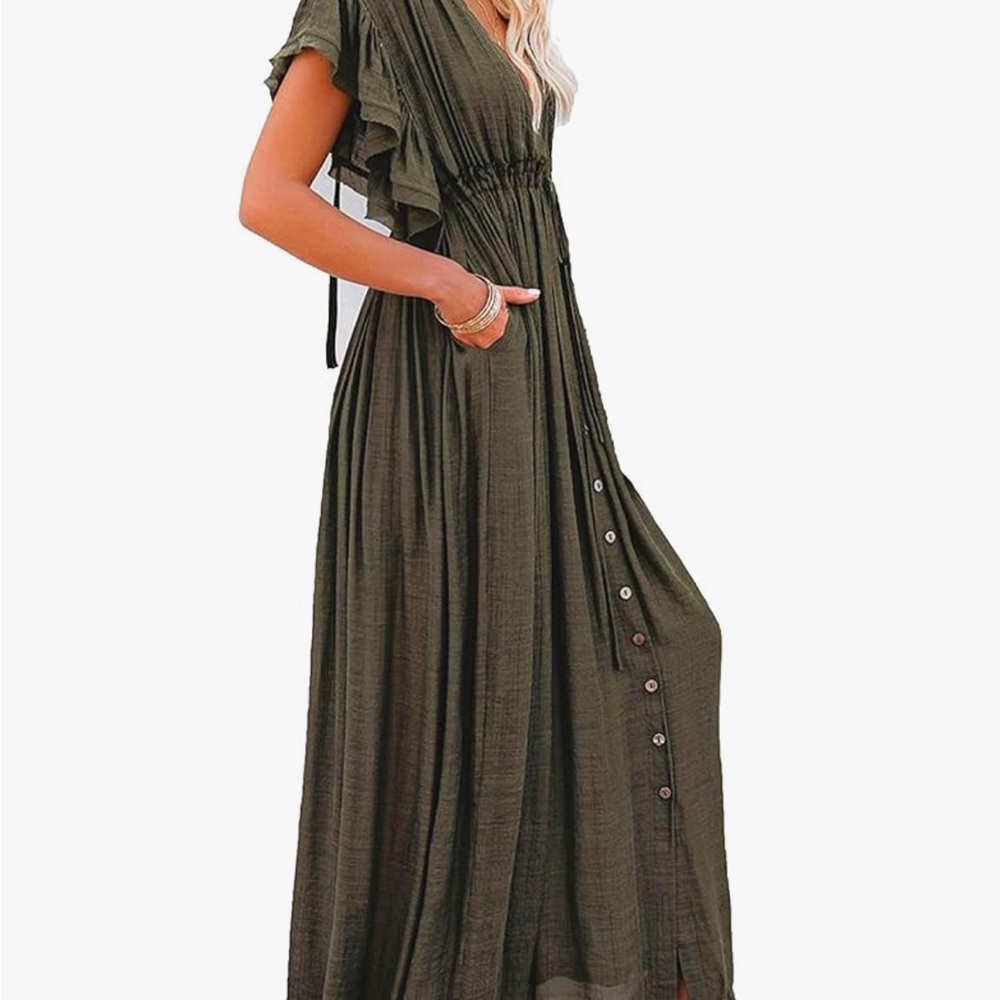 Army green maxi dress